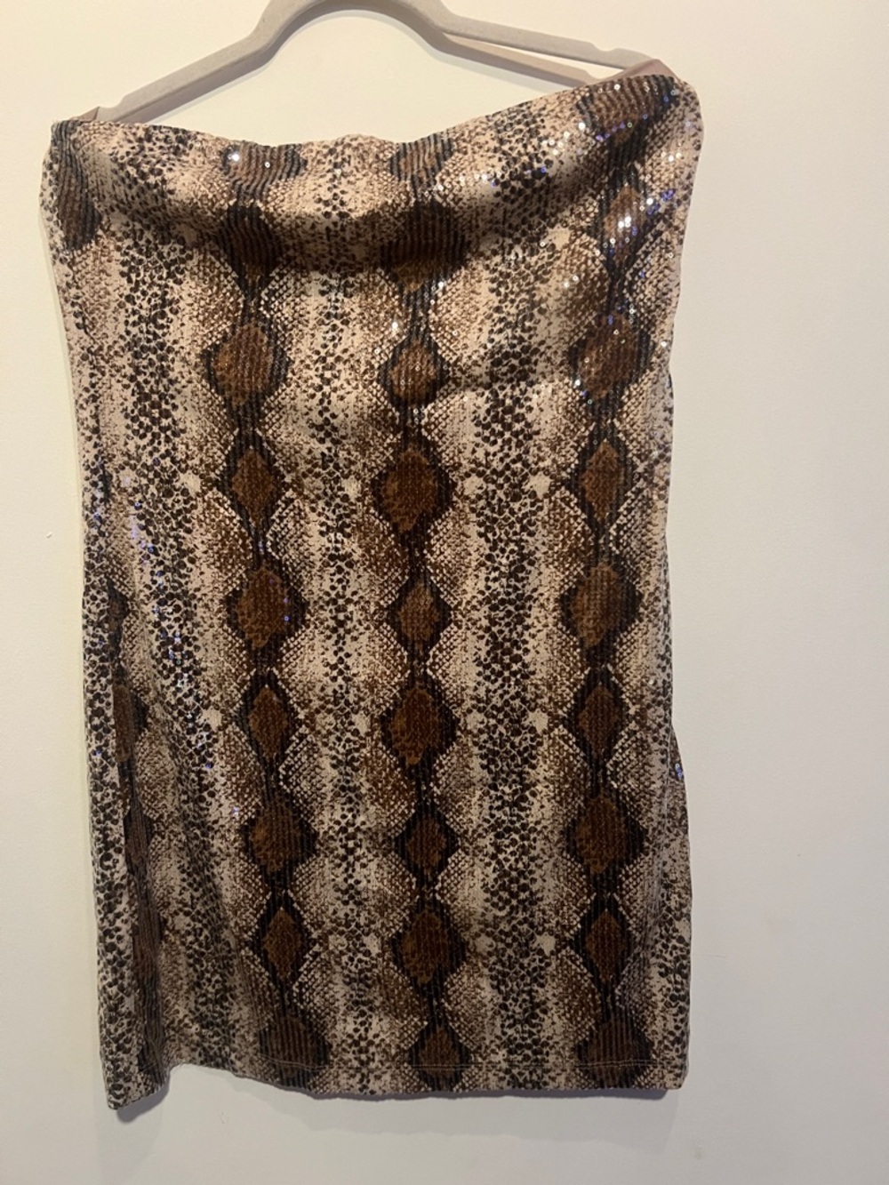 Target Brown Snake-Print Sequin Pencil Skirt